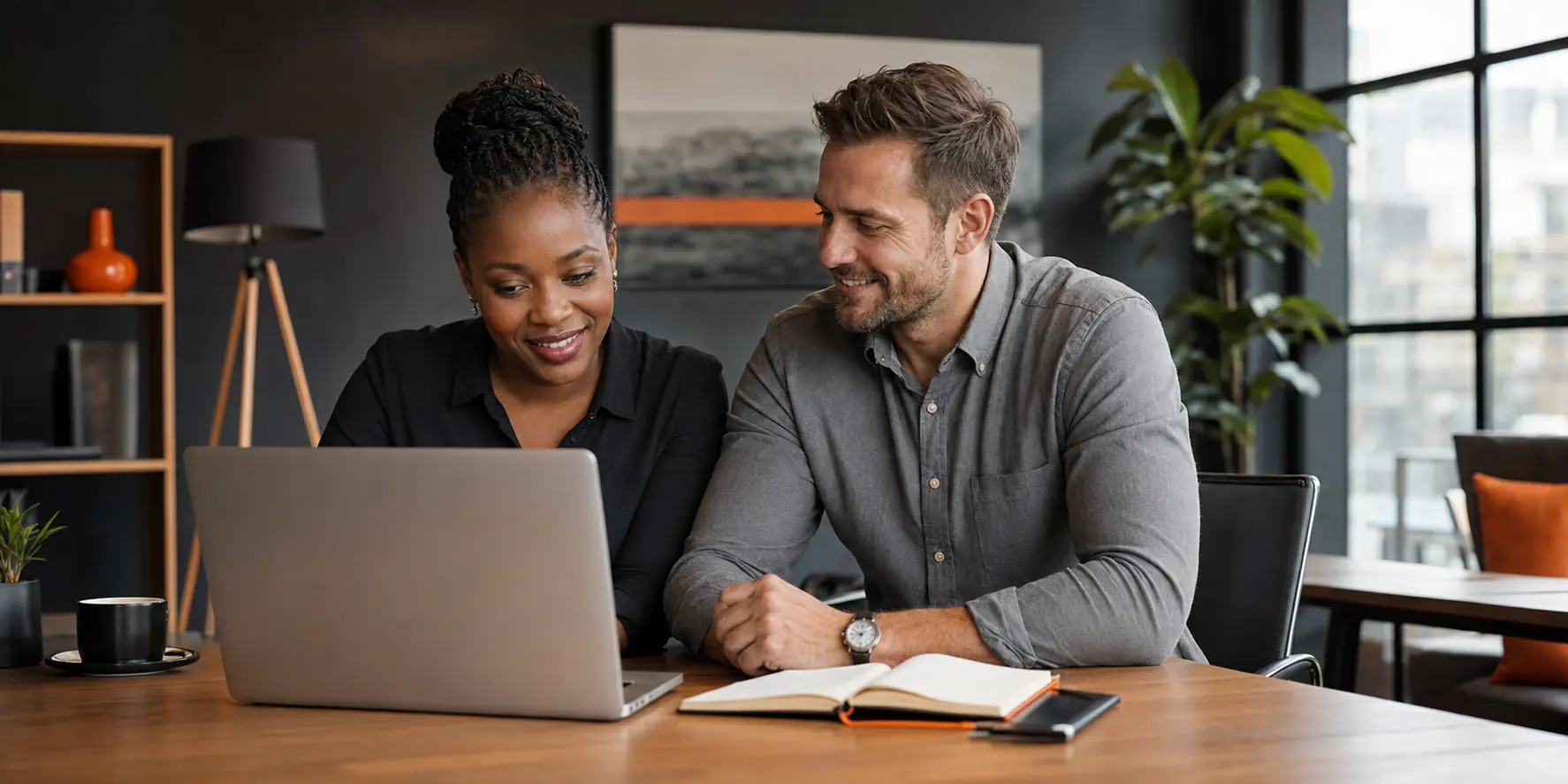 Black and White South African professionals choosing a domain name together