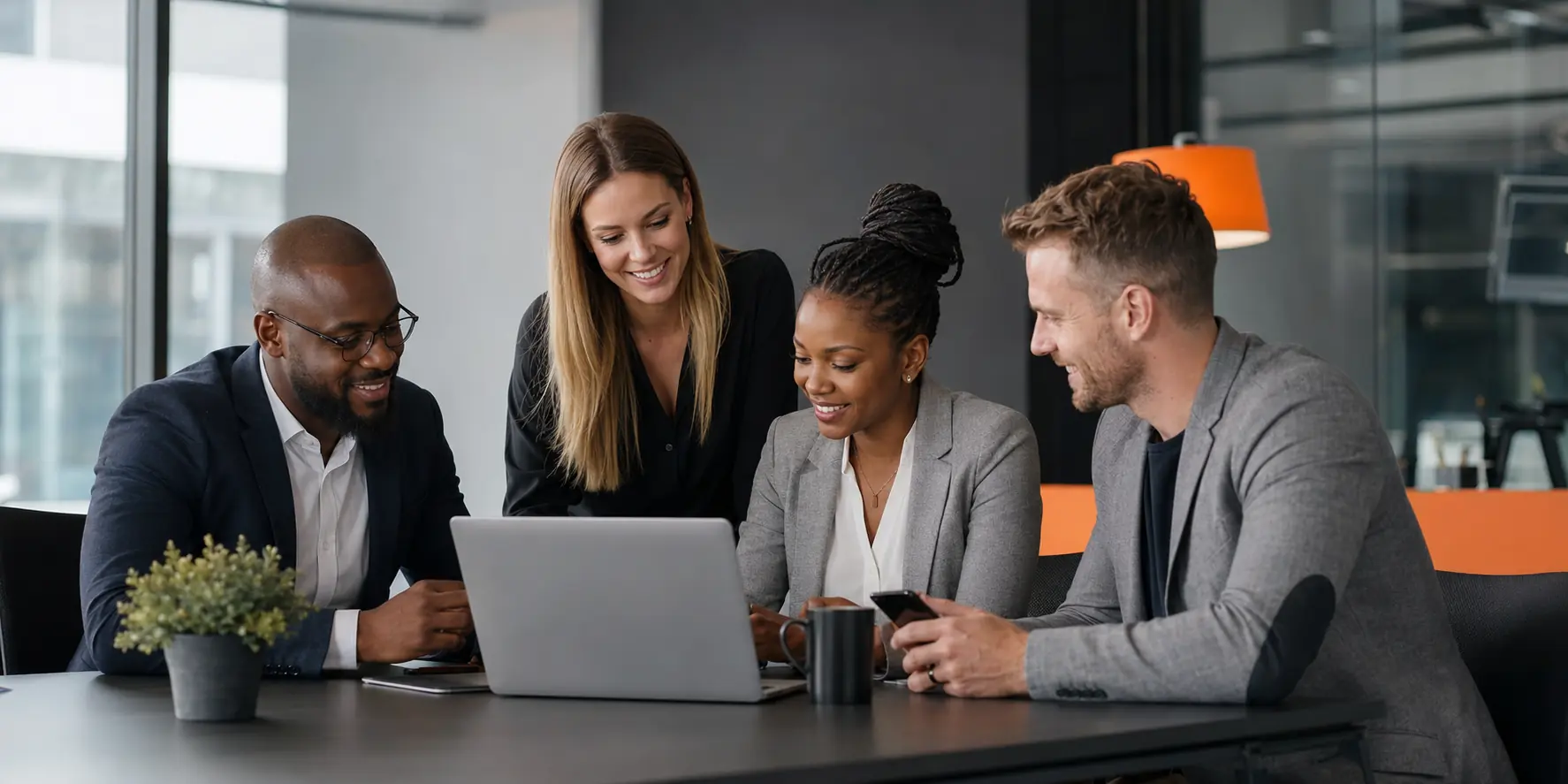 Black and White South African small-business team using professional email