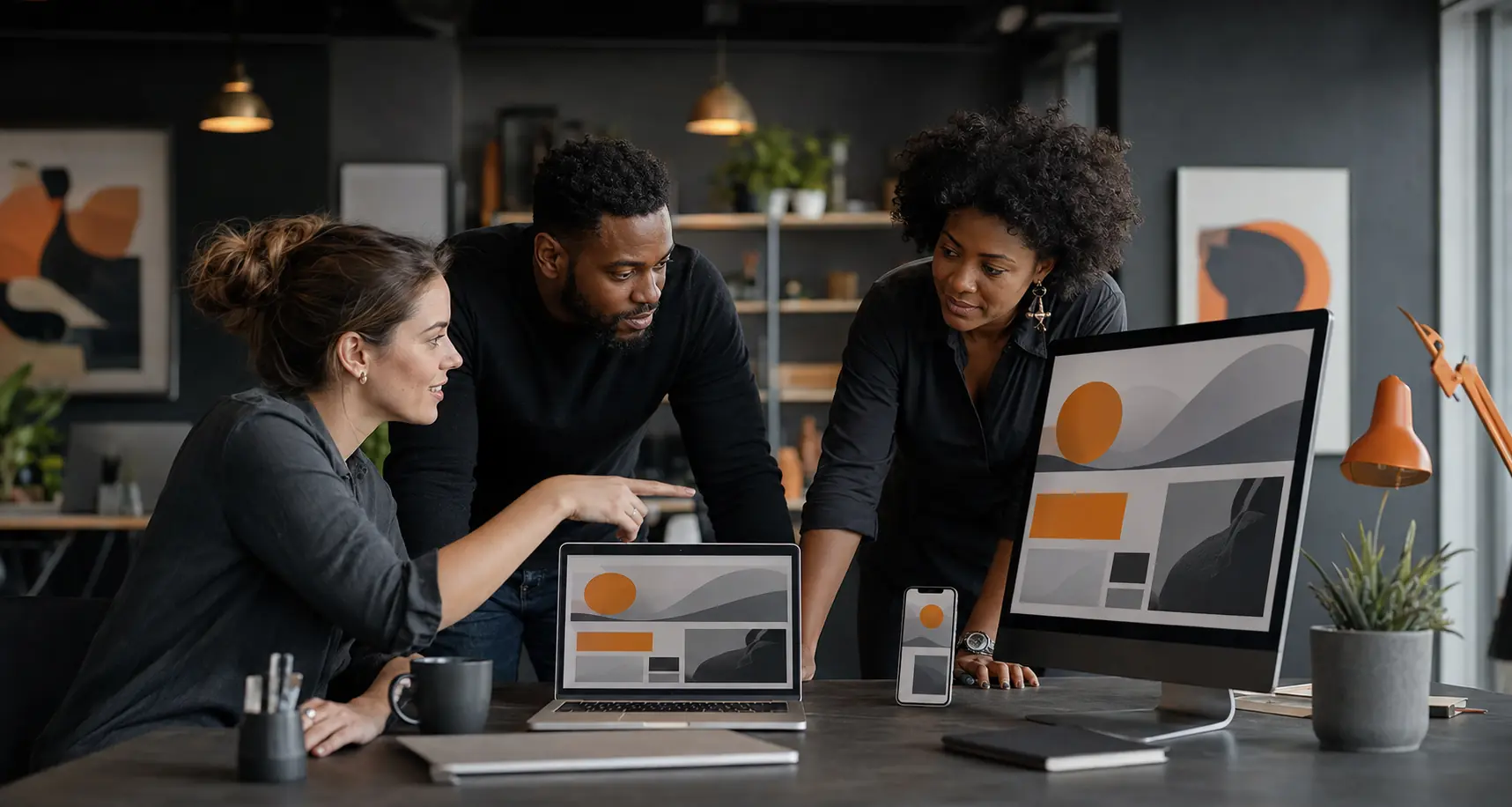 Black and White South African professionals reviewing a newly launched website